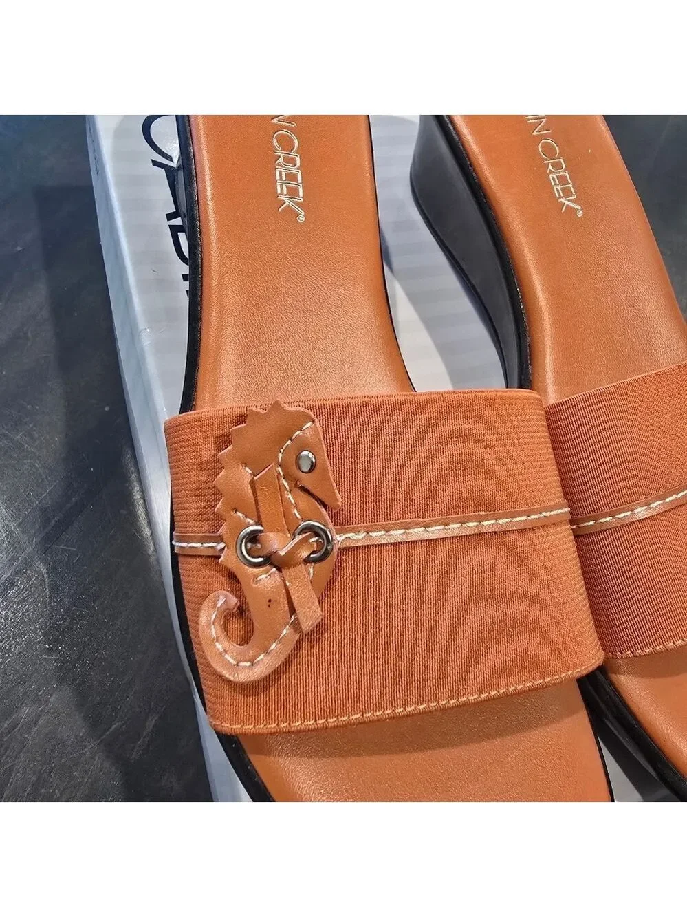 Cabin Creek Paloma Orange Wedge Slides Size 8.5